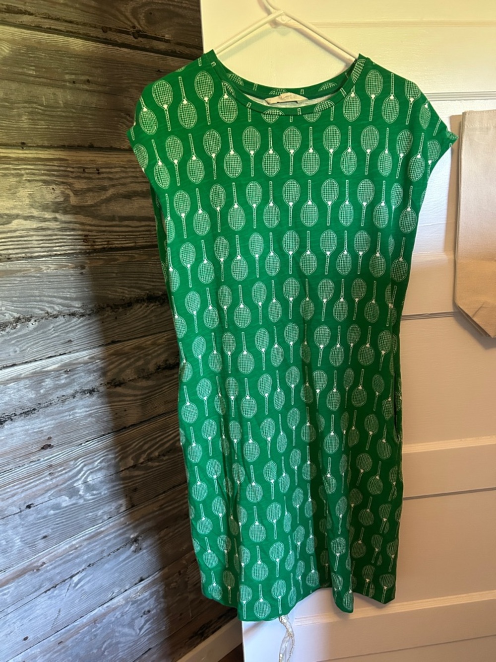 Boden Green Tennis Racket Print Shift Dress